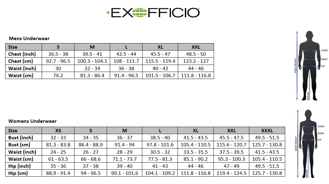 Ex Officio Boxers Size Chart A Visual Reference of Charts Chart Master